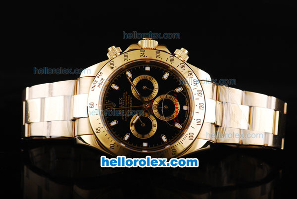 Rolex Daytona II Automatic Movement Full Gold with Stick Markers and Black Dial - Click Image to Close